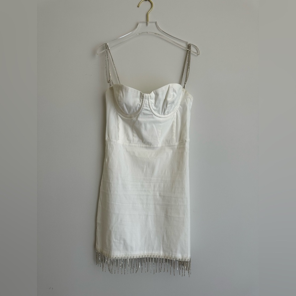 White Fox Dazzling Rhinstone White Bodycon Mini Dress